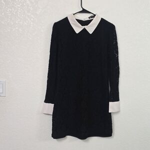 Allegra Women's Black And White Lace Mini Dress